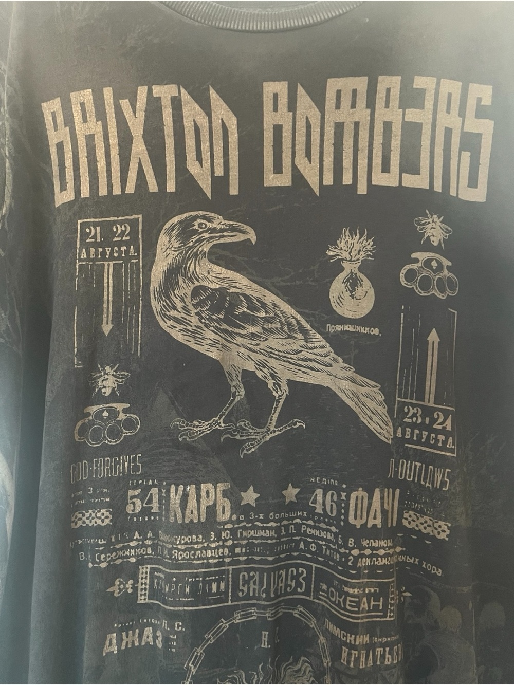 Vintage Brixton Bombers Distressed Black Savage Men’s Tee Size Large